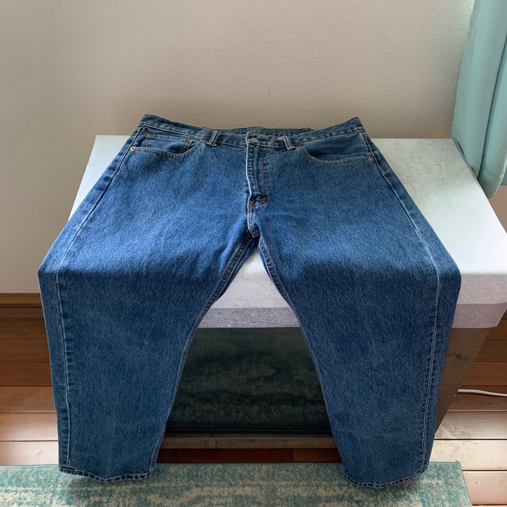 Levis Mens W38 L32 505 Regular Fit Jeans Blue Excellent Straight Leg Denim - Picture 9 of 9